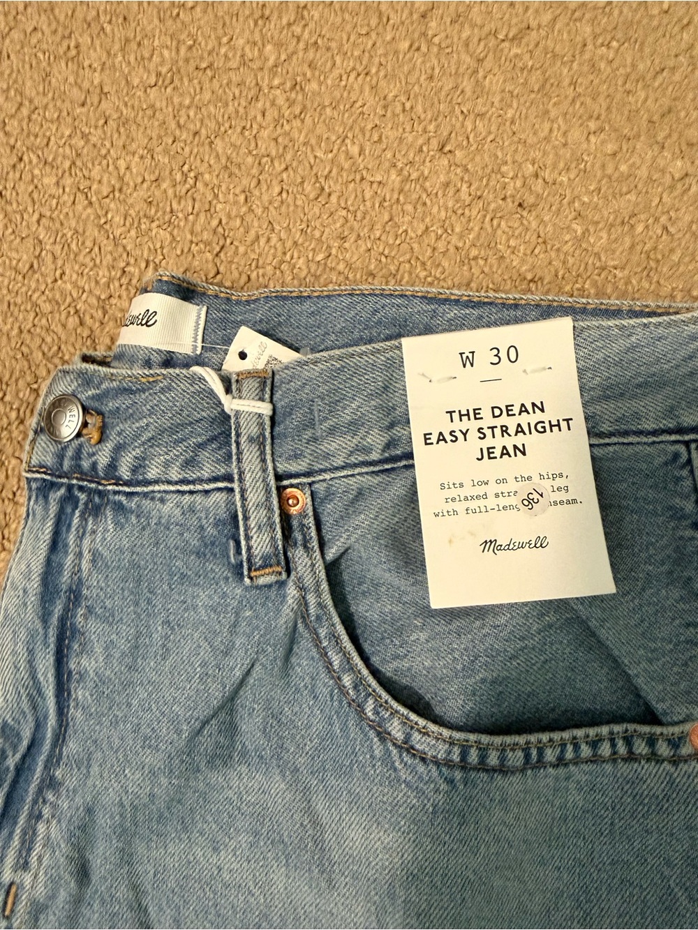 NWT Madewell Dean Easy Straight Jean 30 Classic Straight Light Blue Women's Jean - Picture 7 of 7